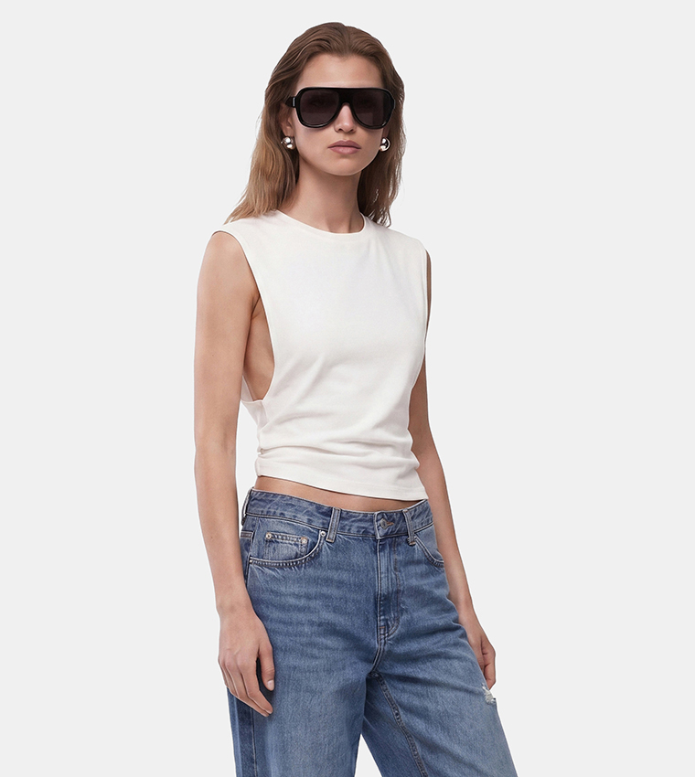 كوتون  توبات بلا أكمام  - أوف وايت  Sleeveless Tops