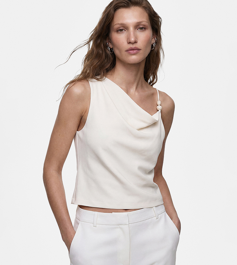 Solid Asymmetric Cowl Neck Top