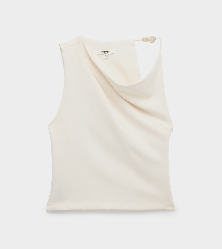Solid Asymmetric Cowl Neck Top