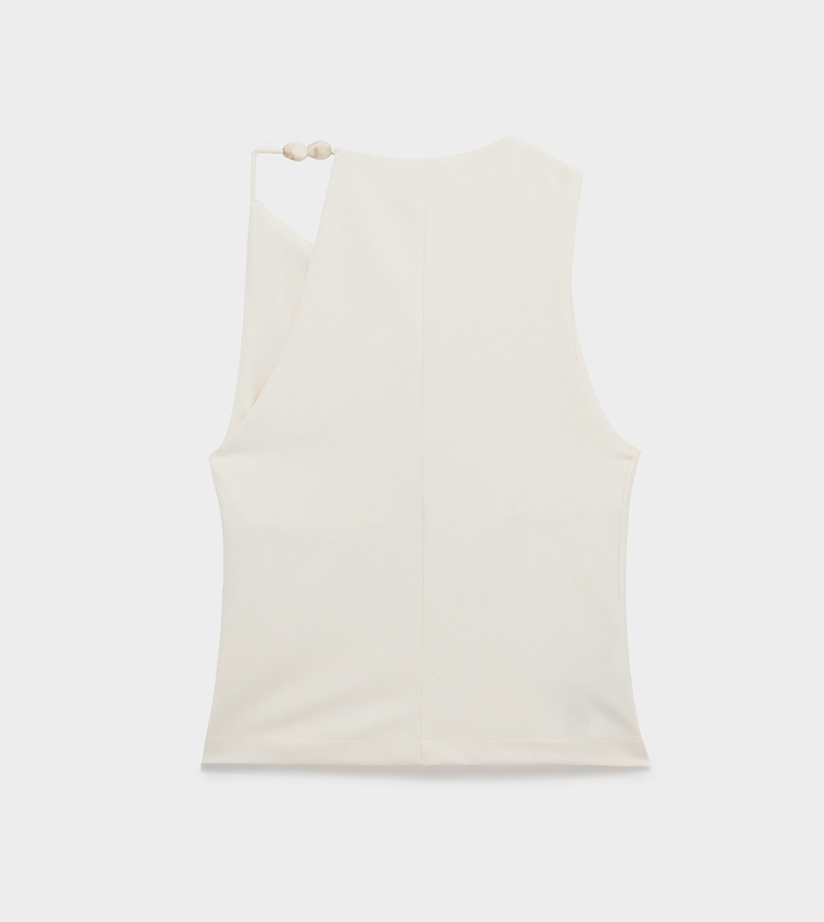 Solid Asymmetric Cowl Neck Top