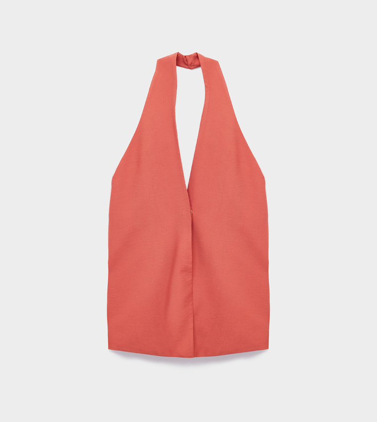 Solid Halterneck Sleeveless Top