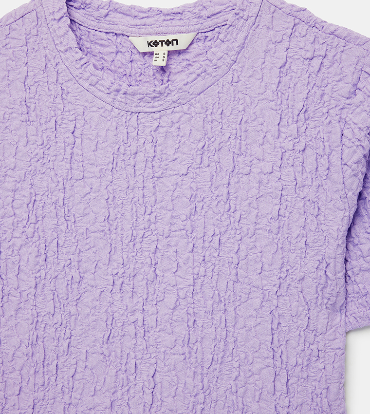 Textured Short Sleeves Peplum Top