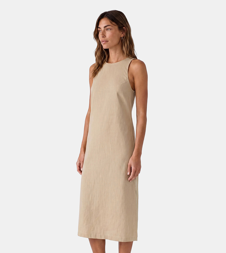 كوتون  فساتين ميدي  - بيج Midi Dresses