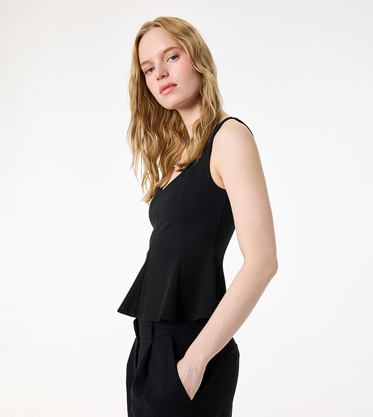 كوتون  توبات بلا أكمام  - أسود Sleeveless Tops