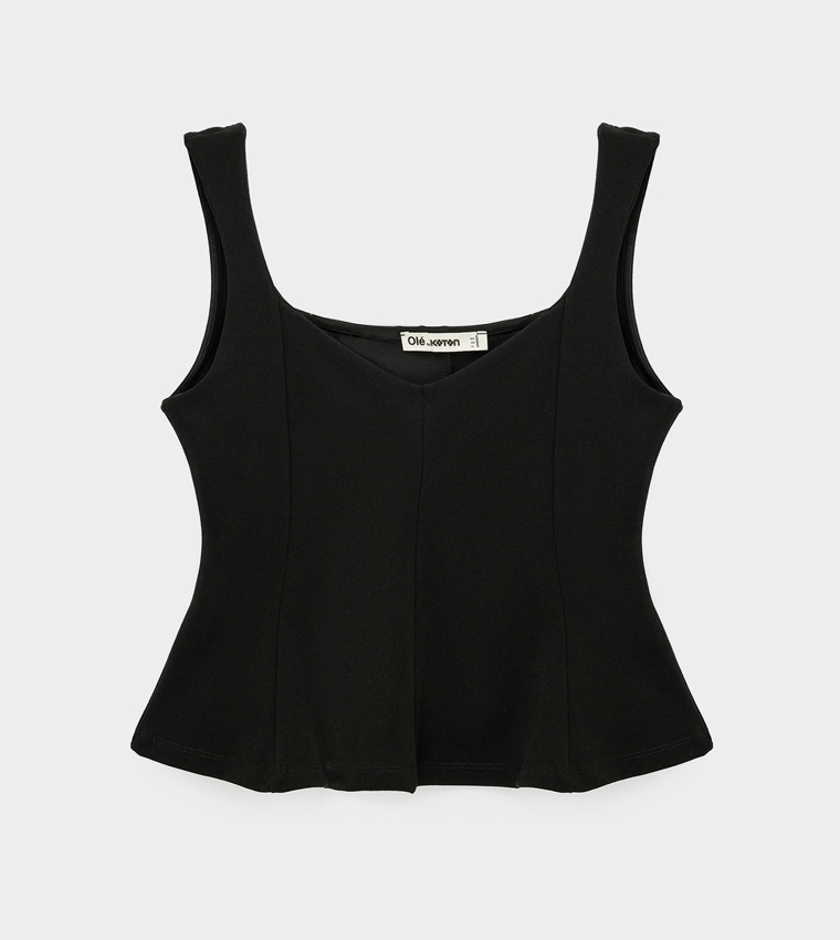 كوتون  توبات بلا أكمام  - أسود Sleeveless Tops