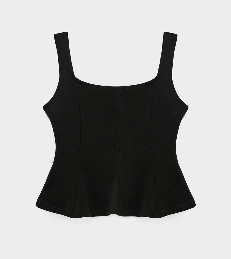 كوتون  توبات بلا أكمام  - أسود Sleeveless Tops