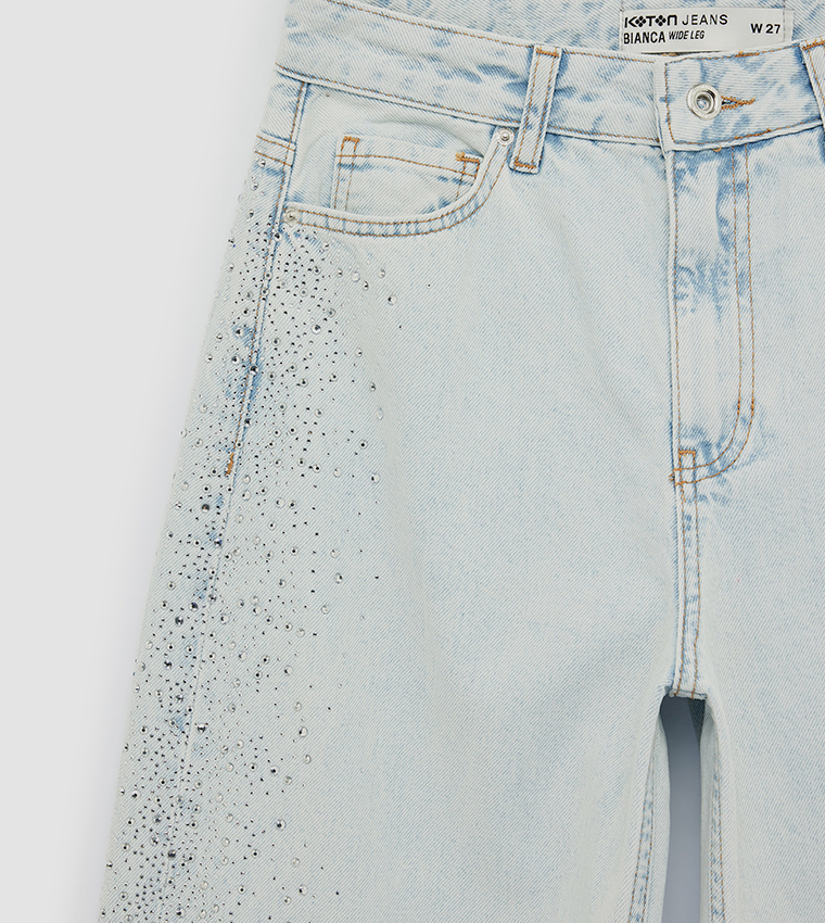 Embellished Wide Leg Jeans