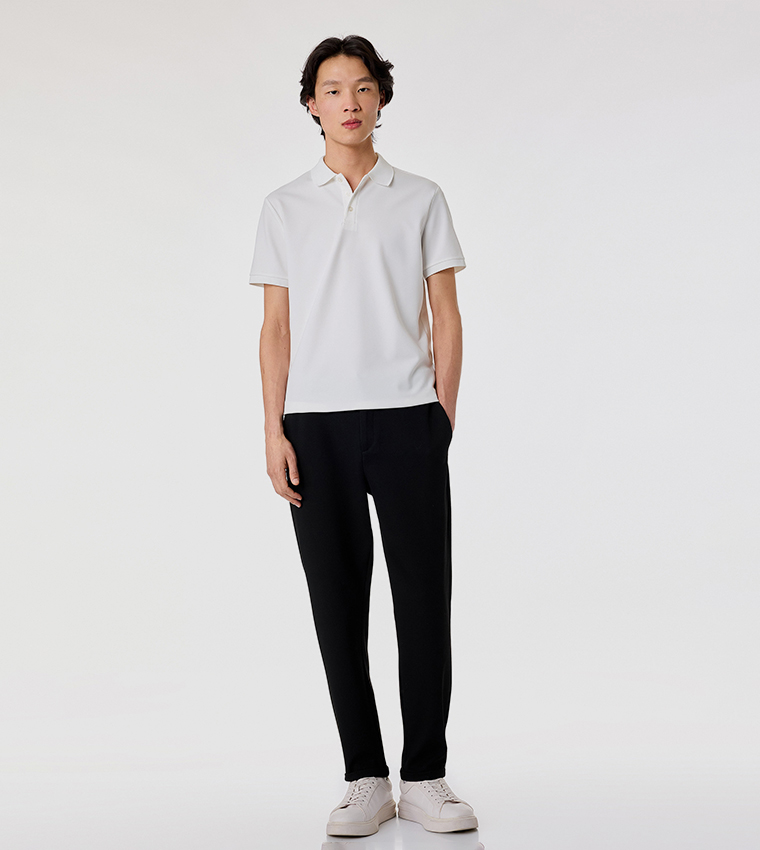 Solid Drawstring Waist Tapered Fit Joggers