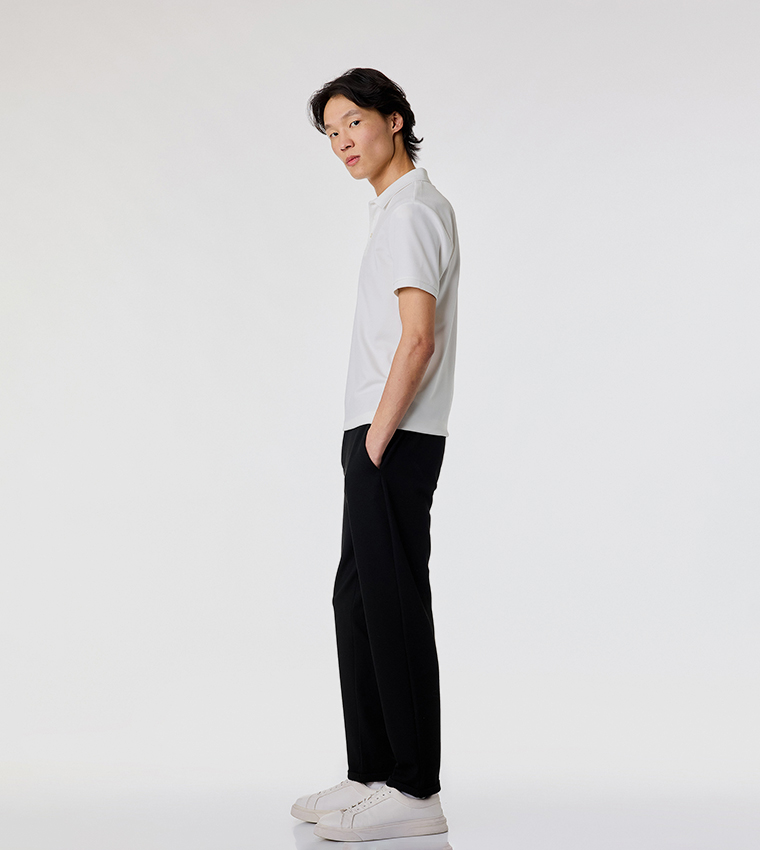 Solid Drawstring Waist Tapered Fit Joggers