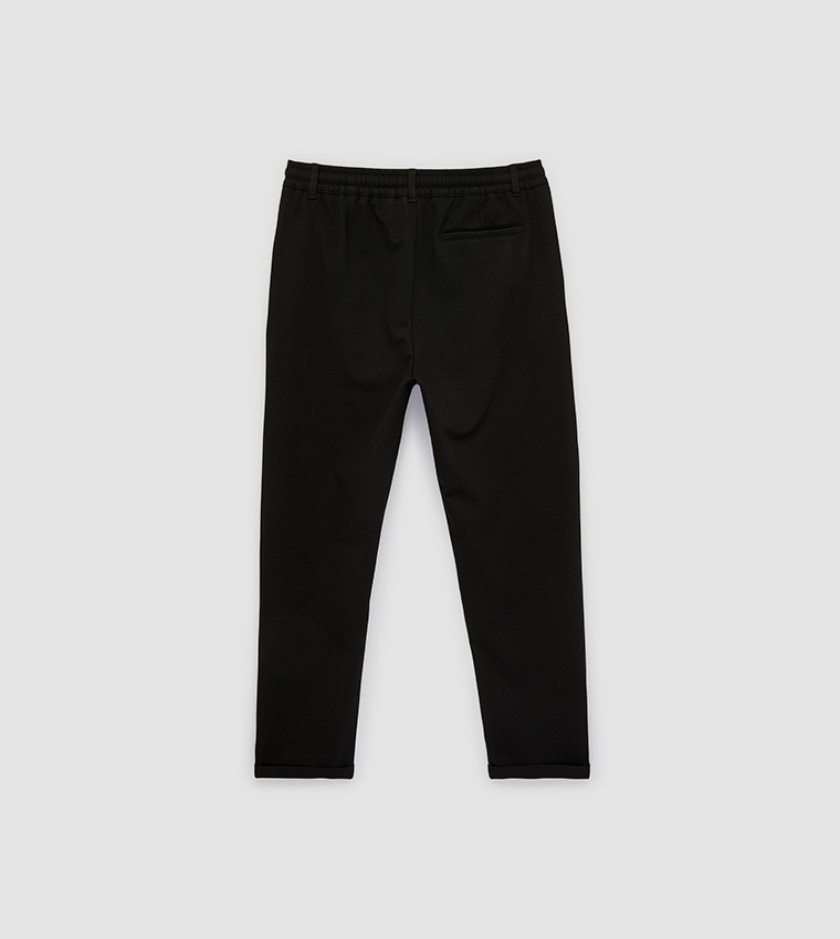 Solid Drawstring Waist Tapered Fit Joggers
