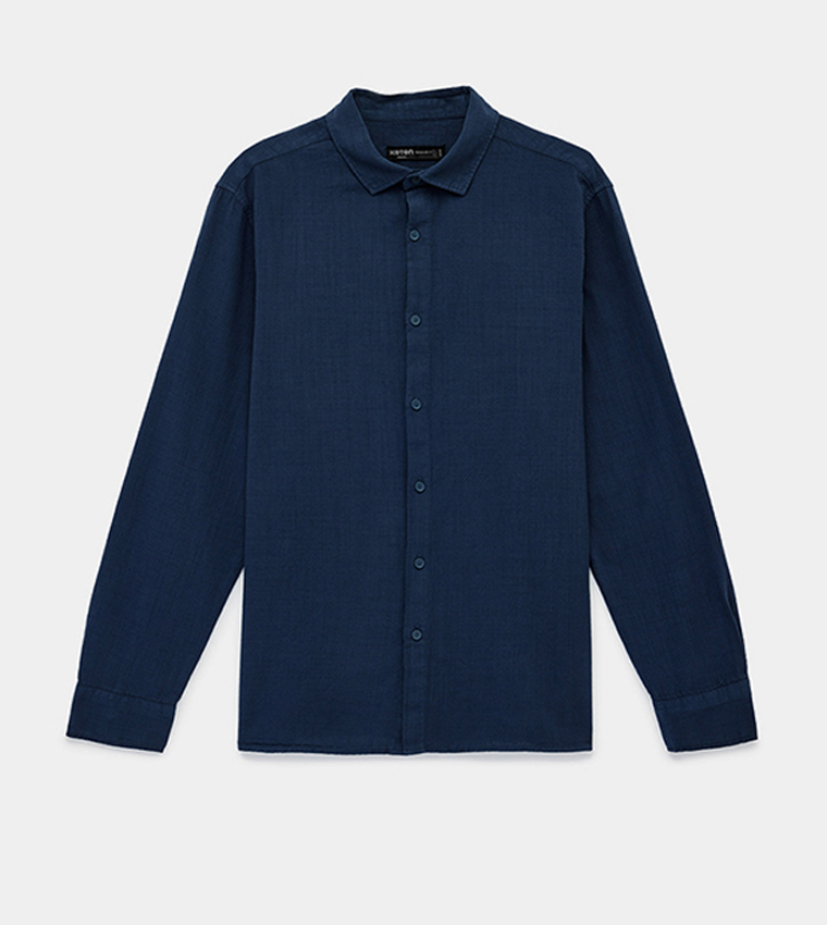 Solid Classic Collar Long Sleeve Shirt