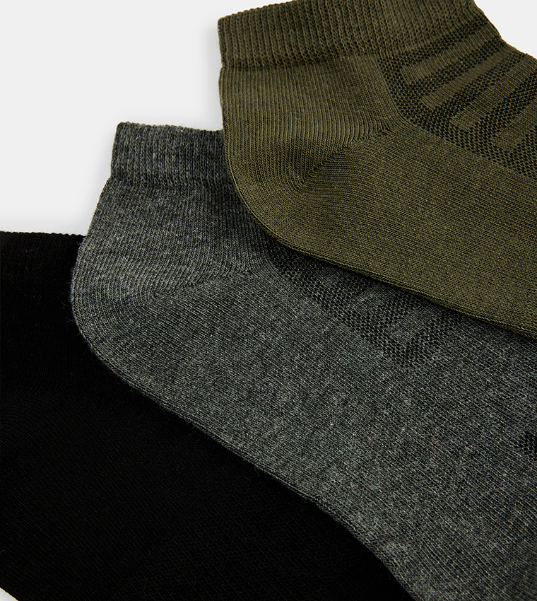 3 Pack Solid Ankle Socks