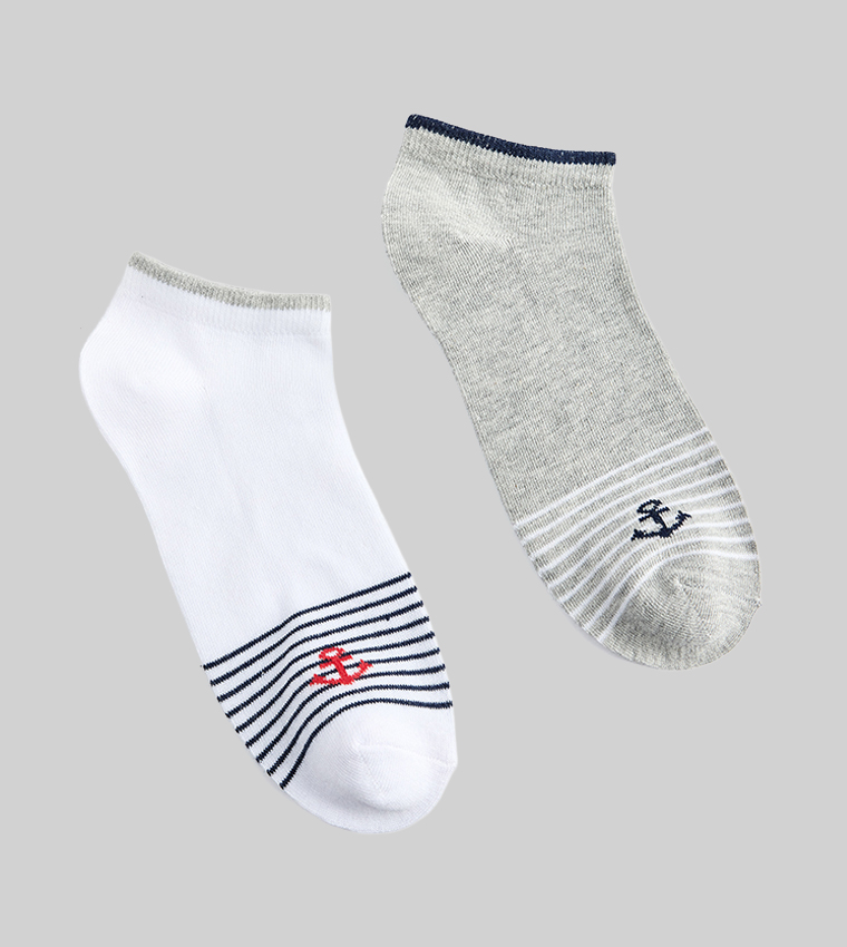 2-Pack Striped Ankle Socks