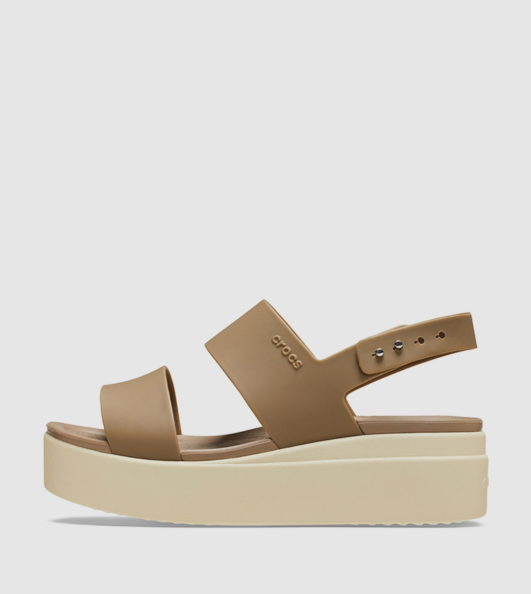 كروكس  صنادل كعب سميك - بني  Wedge Sandals