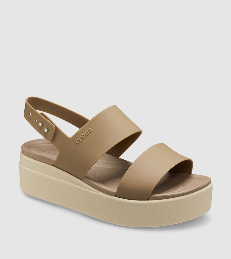 كروكس  صنادل كعب سميك - بني  Wedge Sandals