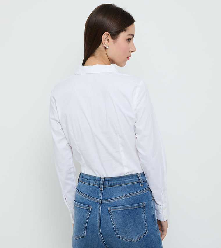 قميص سادة كم طويل 