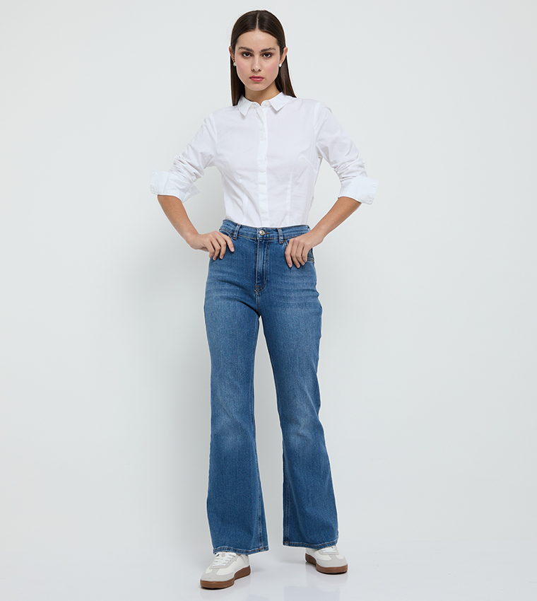 قميص سادة كم طويل 