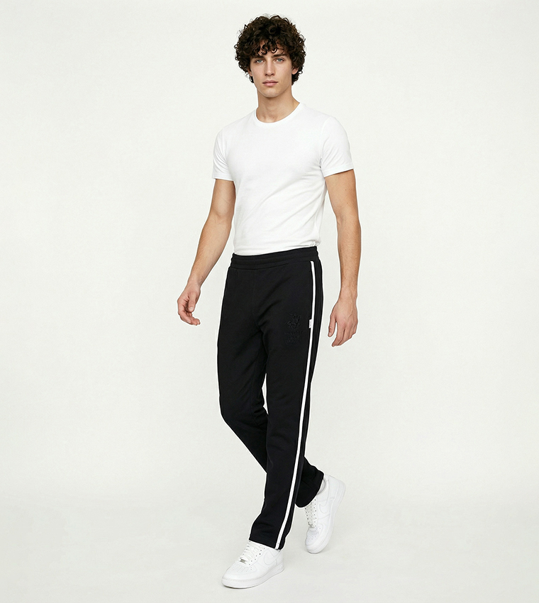 Side Striped Elastic Waist Sweatpants