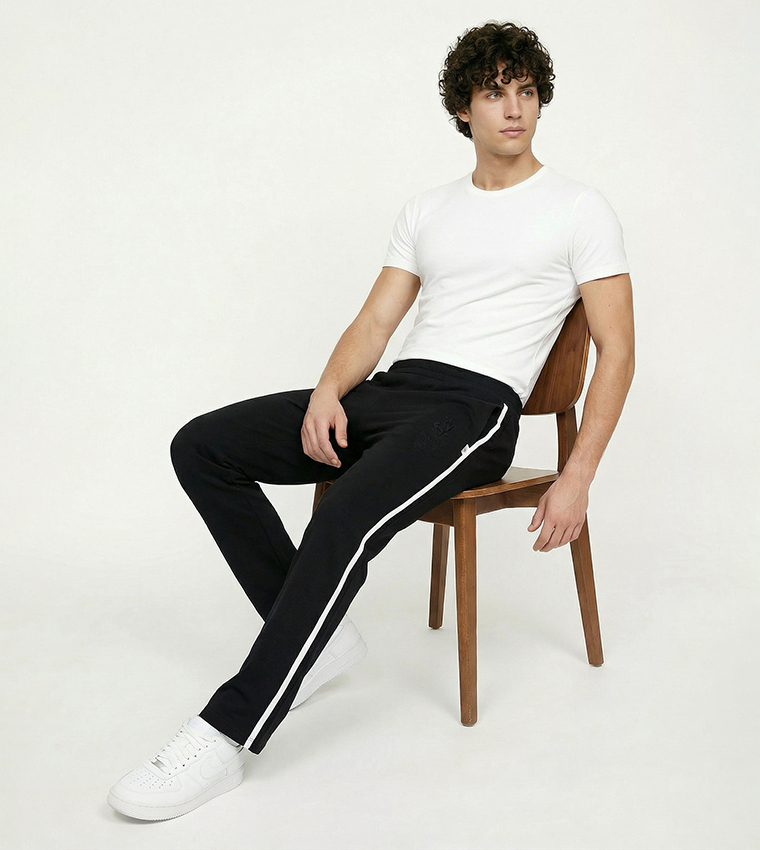 Side Striped Elastic Waist Sweatpants