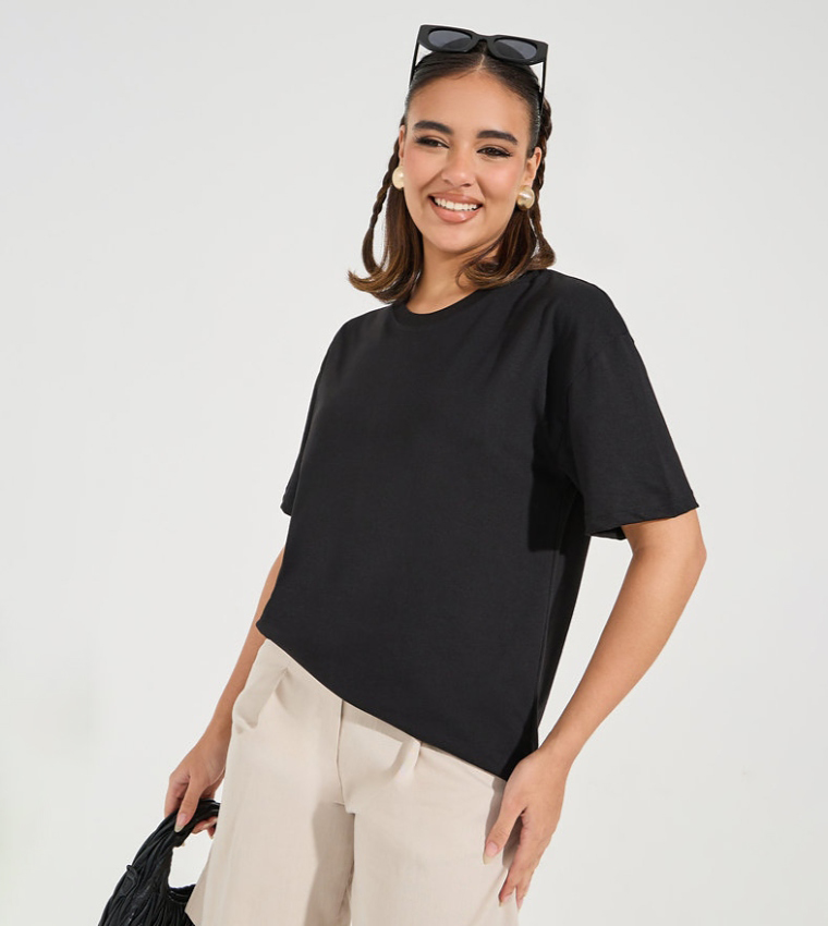 Oversized Solid Dropped Shoulder T-Shirt