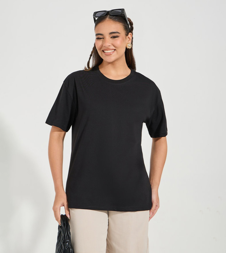 Oversized Solid Dropped Shoulder T-Shirt