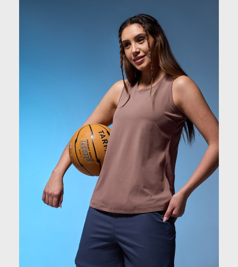 Solid Slim Fit Crew Neck Tank Top