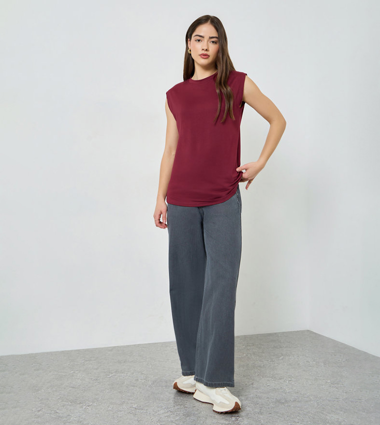 Pack of 2 Sleeveless Basic T-Shirts