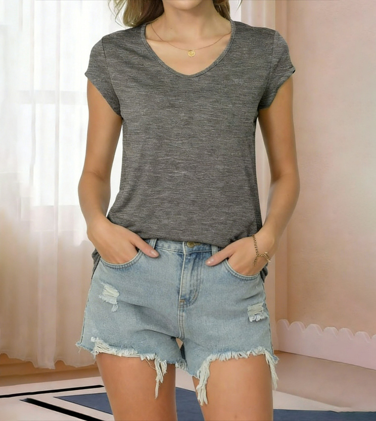 Solid Cap Sleeves T-Shirt