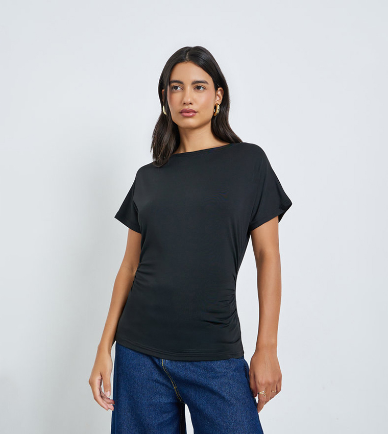 Solid Crew Neck Top