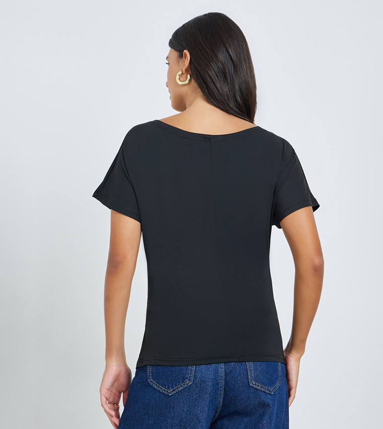 Solid Crew Neck Top