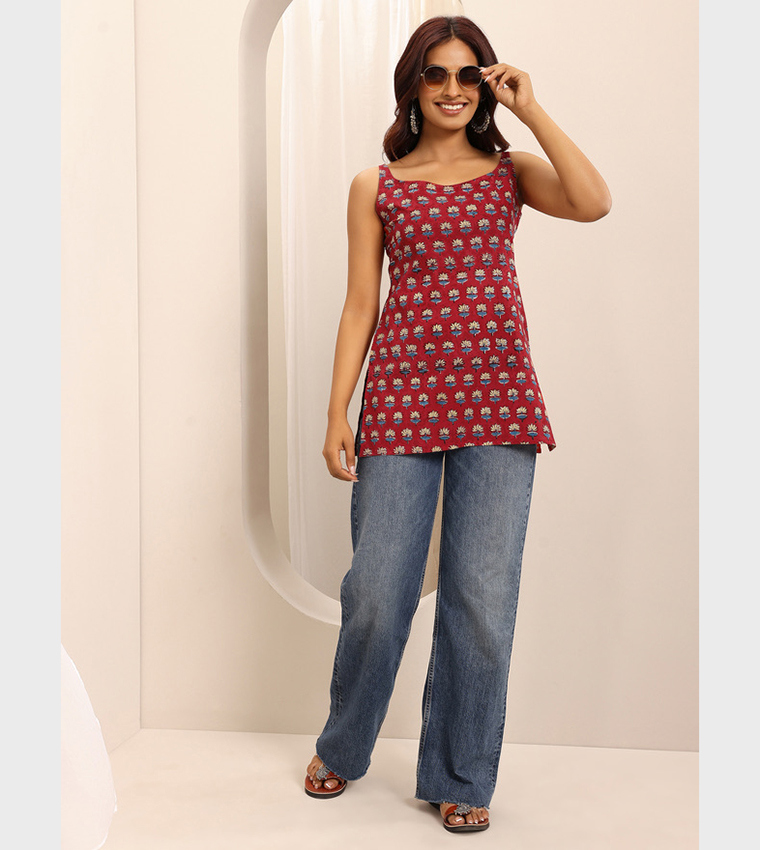 Printed Cotton Straight Kurti
