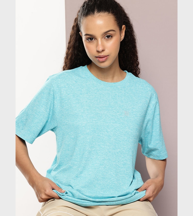 Turquoise Solid Oversized T-Shirt