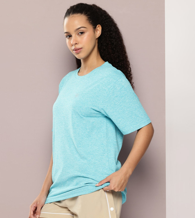 Turquoise Solid Oversized T-Shirt