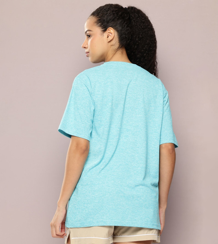 Turquoise Solid Oversized T-Shirt