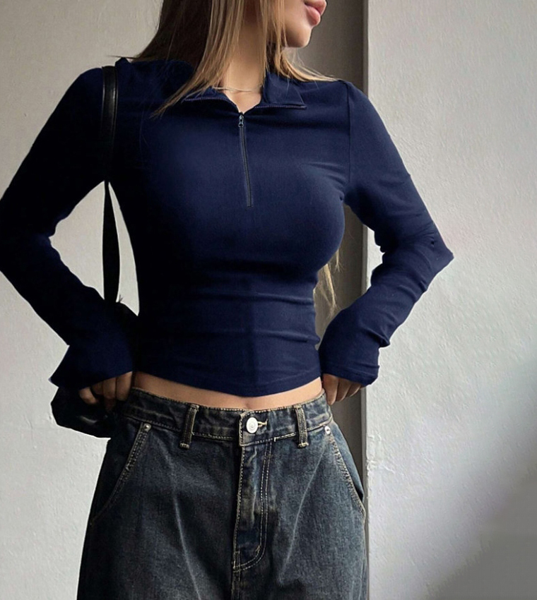 Fitted Crop Polo Top