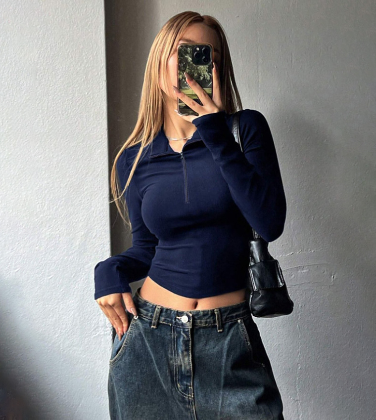 Fitted Crop Polo Top