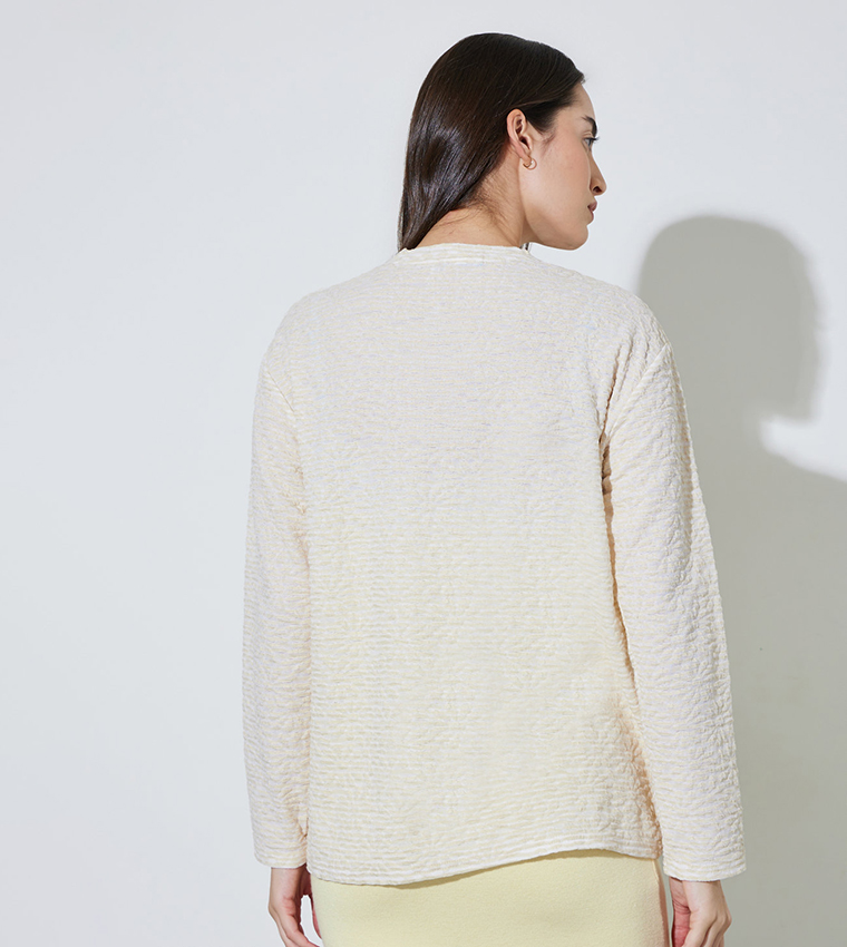 Textured Knit Long Sleeves Top