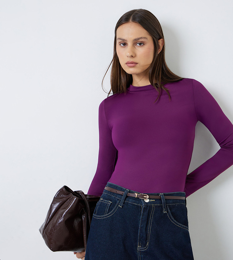 Fitted Mock Neck Top