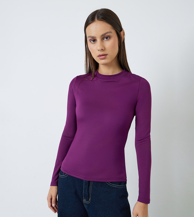 Fitted Mock Neck Top