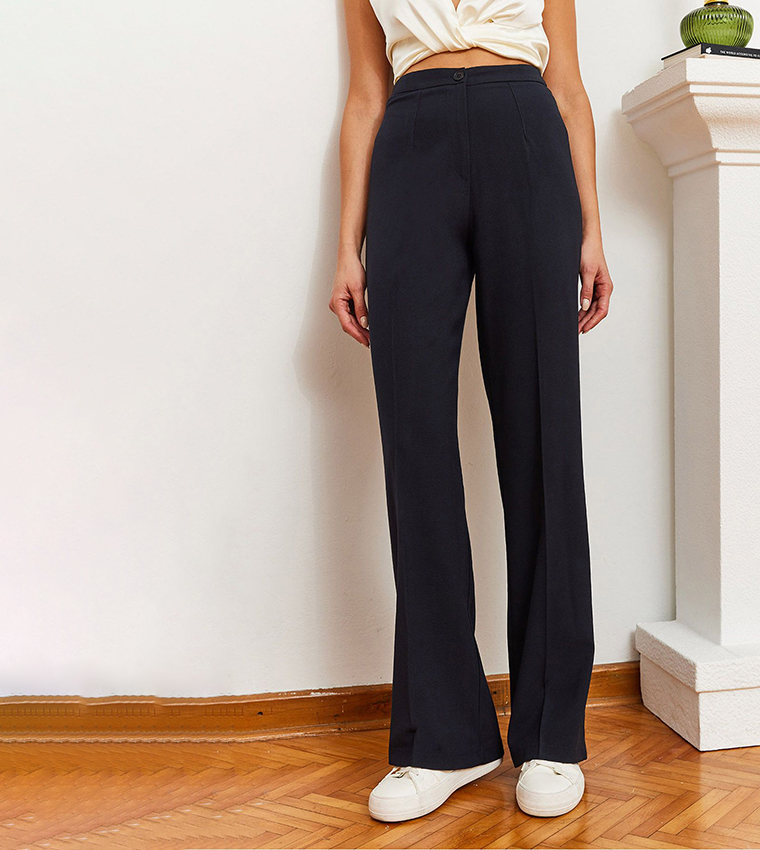 Textured Straight Fit Trousers