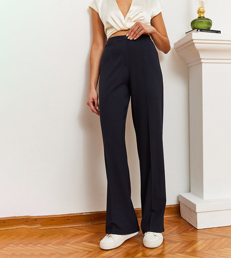 Textured Straight Fit Trousers