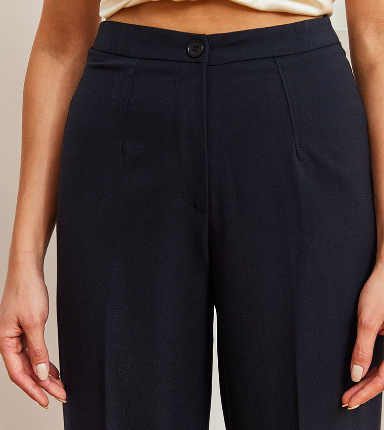 Textured Straight Fit Trousers