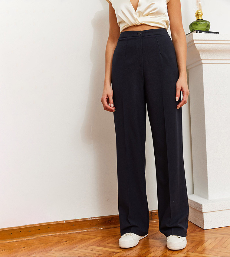 Textured Straight Fit Trousers