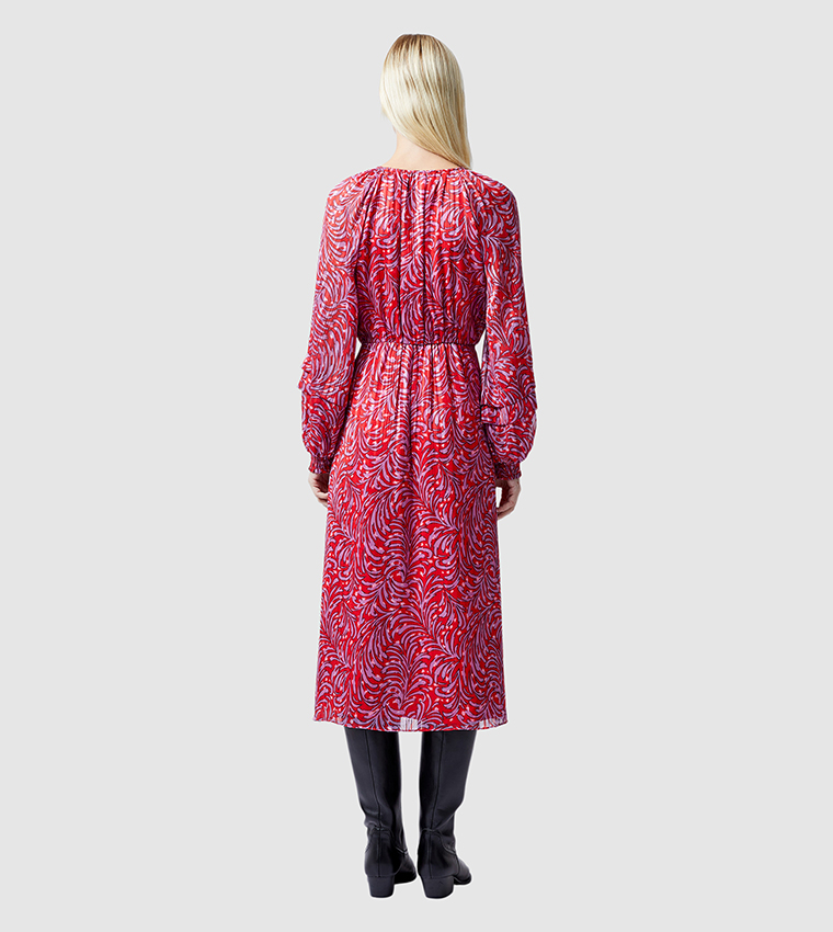 AMY CALLISTA Printed Long Sleeves Midi Dress