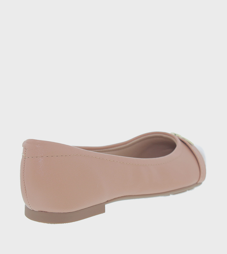 Metal Accent Almond Toe Ballerinas