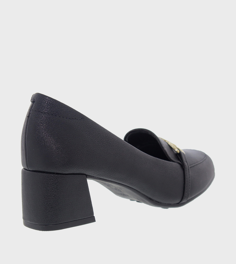 Metal Accent Block Heel Pumps