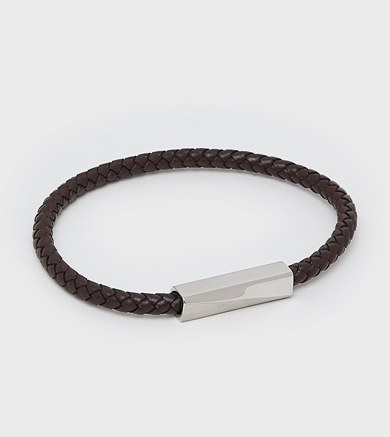 Braided Stainless Steel & Calfskin Bracelet