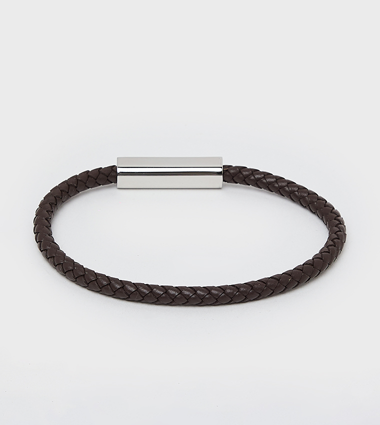 Braided Stainless Steel & Calfskin Bracelet
