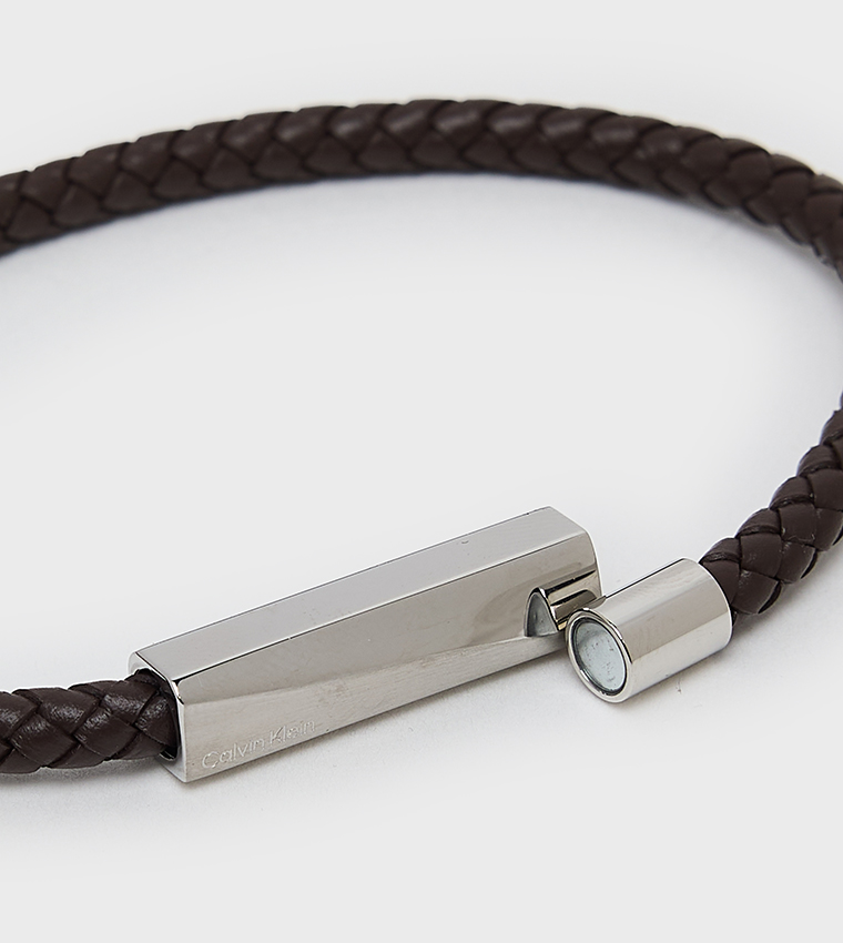 Braided Stainless Steel & Calfskin Bracelet