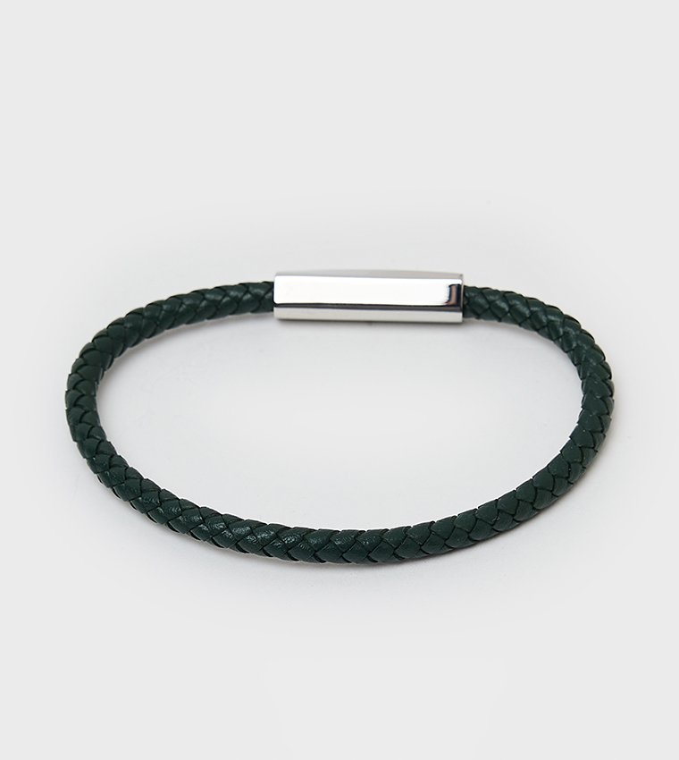 Braided Stainless Steel & Calfskin Bracelet